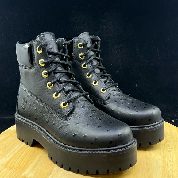 Timberland Stone Street Leather Combat & Lace-Up Boots Shoes Women Size 8 New - Picture 4 of 7